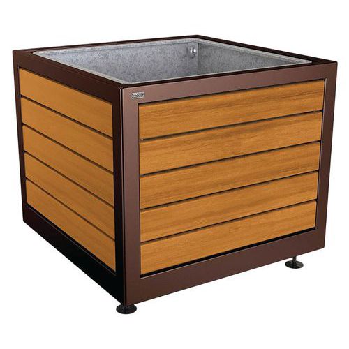 Jardinière Silaos Acier Bois 100x100 Bac Chêne/marron 8017