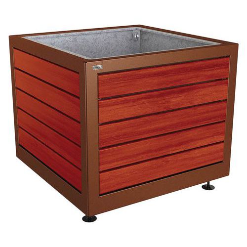 Jardinière Silaos Acier Bois 100x100 Cm Bac - Acajou/corten