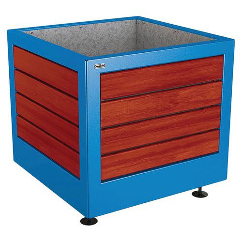 Jardinière Silaos Acier Bois 80 X 80 Cm - Acajou/bleu 5010