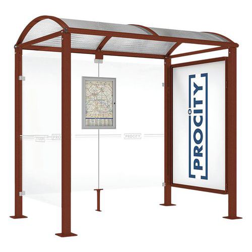 Abri Bus Voûte 2.50 M Vitrine 1 Bardage Lat. Aspect Corten