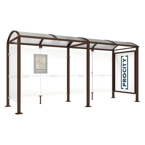 Abri Bus Voûte 5 M Vitrine - 1 Bardage Latéral - Marron 8017