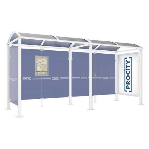 Abri Bus Voûte 5 M Vitrine - 1 Bardage Latéral - Blanc 9010
