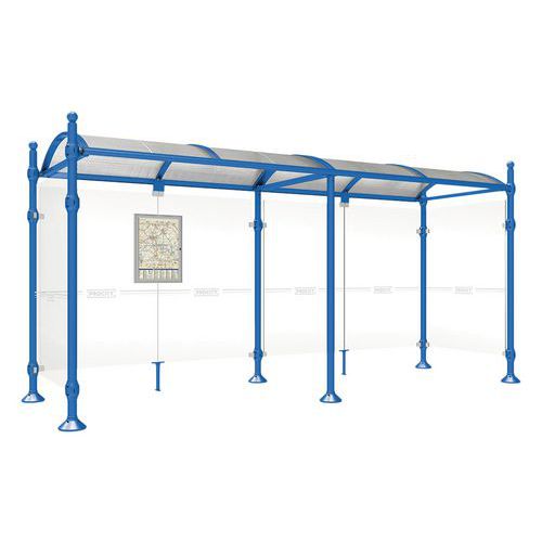Procity - Abri bus Province 5m - Bleu - Aluminium, Verre, Polycarbonate - 5 ans Garantie