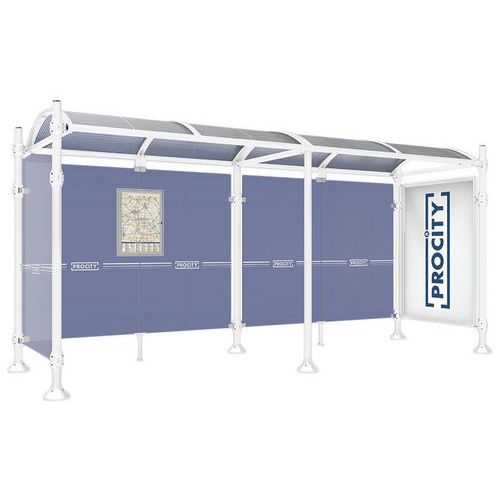 Abri Bus Province 5 M Vitrine 1 Bardage Lat. Inox Blanc 9010