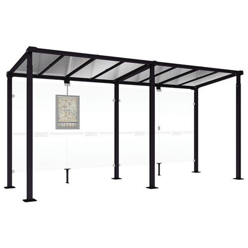 Abri Bus Milan 5 M Sans Bardages Latéraux - Noir 9005