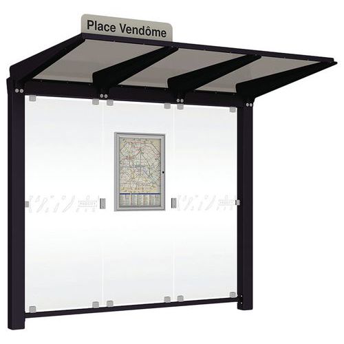 Abri Bus Venise 2.50 M Sans Bardages Latéraux Leds Noir 9005