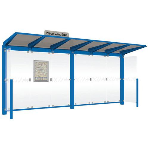 Abri Bus Venise 5 M - Bardages Latéraux - Bleu 5010