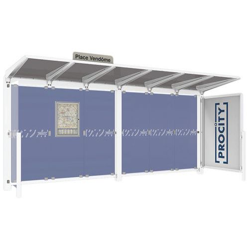 Abri Bus Venise 5 M 1 Vitrine 1 Bardage Latéral Blanc 9010