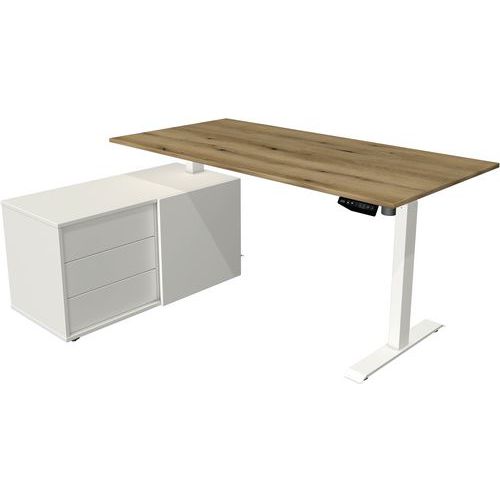 Bureau Réglable En Hauteur Rangement Move 1 - Blanc - Chêne