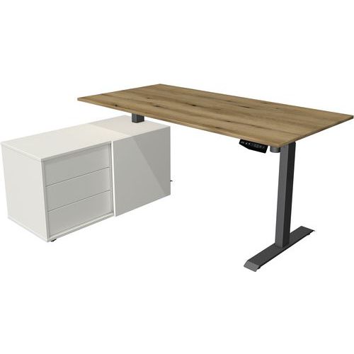 Bureau Réglable Avec Rangement Move 1 - Anthracite - Chêne