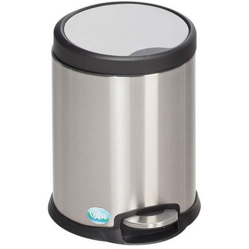 Var - Poubelle Sanitaire Inox 5L Argent - Ouverture Pédale - Métal Durable