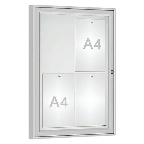 Procity - Vitrine Classique 75x55cm Extérieure Magnétique Argent - 4 Feuilles A4 - Aluminium Plexiglas