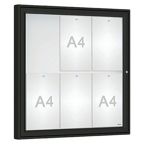 Procity - Vitrine Classique Murale 75x75 cm Noir - Magnétique Extérieur - 6 Feuilles A4 - Plexiglas