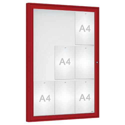 Procity - Vitrine Classique Murale 105x75cm Rouge Foncé - Magnétique Extérieur - 9 Feuilles A4 - Aluminium