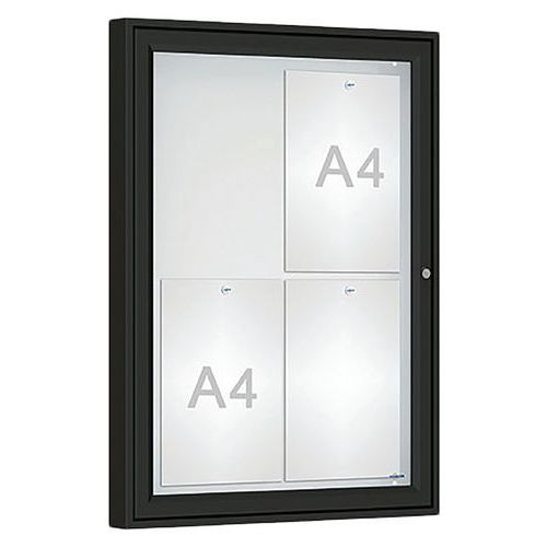 Procity - Vitrine Murale Classique 75x55cm - Verre, Acier Magnétique, Extérieur, Noir