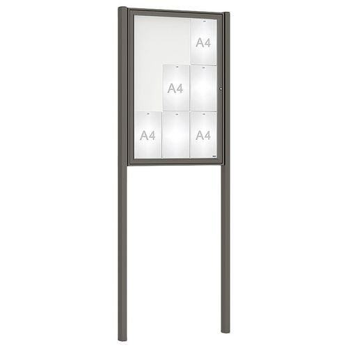 Procity - Vitrine Classique Extérieure 105x75 cm Gris Magnétique - 12 Feuilles A4 - Aluminium Plexiglas