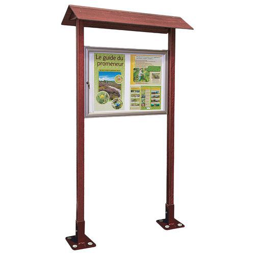 Procity - Vitrine d'affichage extérieure aluminium et bois 8 A4 - Magnétique - 98x83 cm - Marron foncé