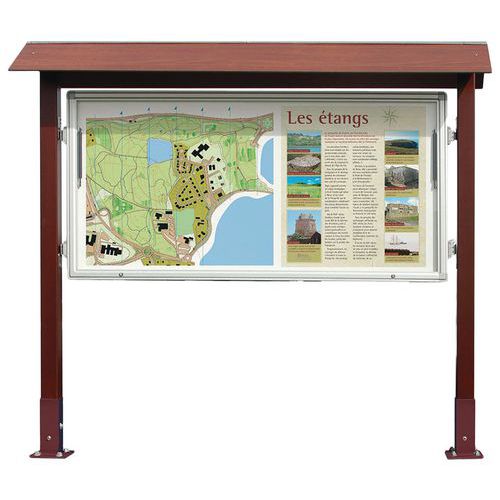 Procity - Vitrine Extérieure Aluminium et Bois 27 A4 Double Face - Marron Foncé - Magnétique - 201x100cm