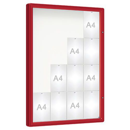 Procity - Vitrine Murale Extérieure 135x100cm Rouge Foncé - Magnétique Acier - 16 Feuilles A4 - Verre Battant