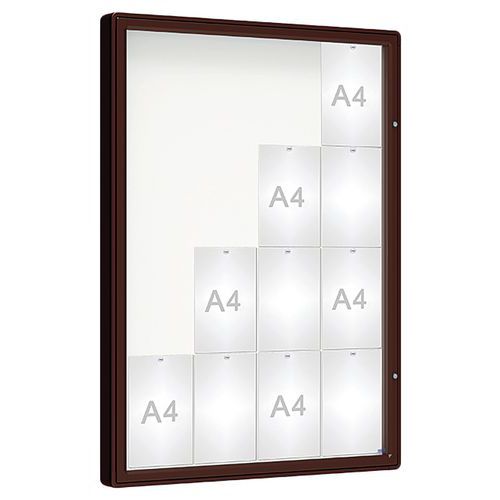 Procity - Vitrine Murale Extérieure 135x100cm Marron Foncé - 16 Feuilles A4 Magnétique Verre Battante