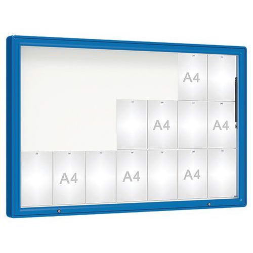 Procity - Vitrine Murale Extérieure 100x160 cm Bleu - 21 Feuilles A4 Magnétique - Aluminium Plexiglas