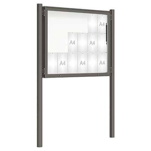 Procity - Vitrine d'affichage extérieure 2000 - 100x135 cm Gris - 18 feuilles A4 Magnétique - Plexiglas