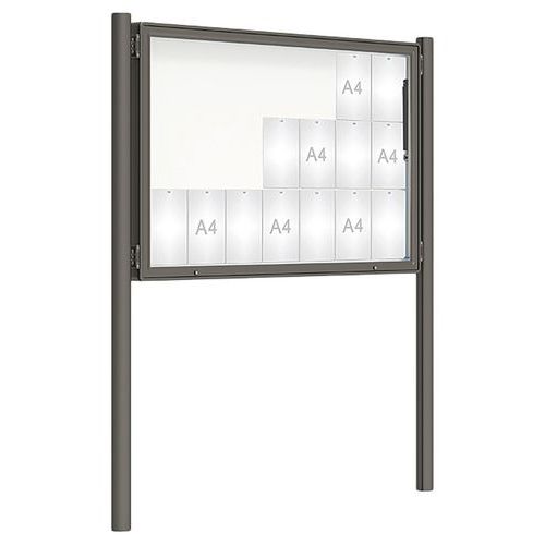 Procity - Vitrine d'affichage extérieure 2000 - 100x160 cm Gris - Magnétique 21 feuilles A4 - Porte levante en Plexiglas