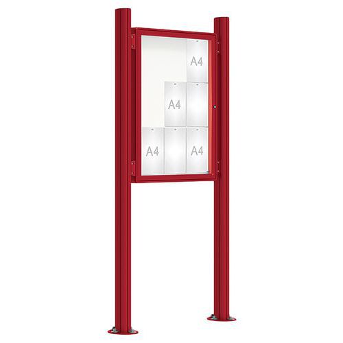 Procity - Vitrine d'affichage extérieur 100x75 cm rouge foncé magnétique - 9 feuilles A4 - Aluminium et Plexiglas
