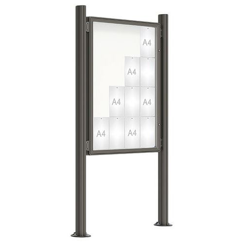 Procity - Vitrine d'affichage extérieure 2000 - 135x100 cm Gris Magnétique Plexiglas Aluminium - 16 Feuilles A4