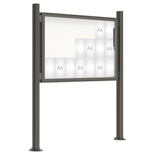 Vitrine D'affichage 2000 - 100x160 Pot. Quatro Init. Plat. Gris Procity