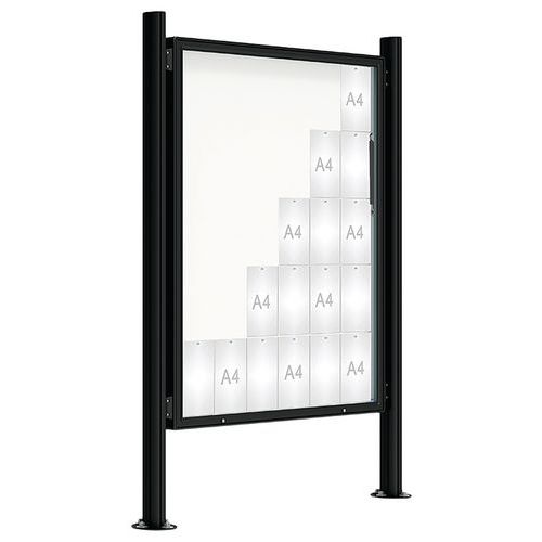 Procity - Vitrine d'affichage extérieure 2000 - 171x135 cm Noir Magnétique - 30 Feuilles A4 - Plexiglas