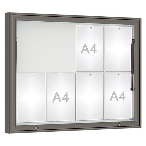 Procity - Vitrine Murale 1000 Extérieure - 75x100 cm Gris - Magnétique - 8 Feuilles A4 - Aluminium & Plexiglas