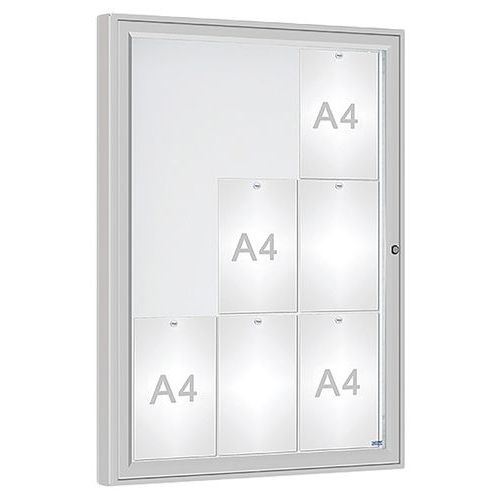 Procity - Vitrine Murale Extérieure 100x75cm - Magnétique Acier Blanc - 9 Feuilles A4 - Argent