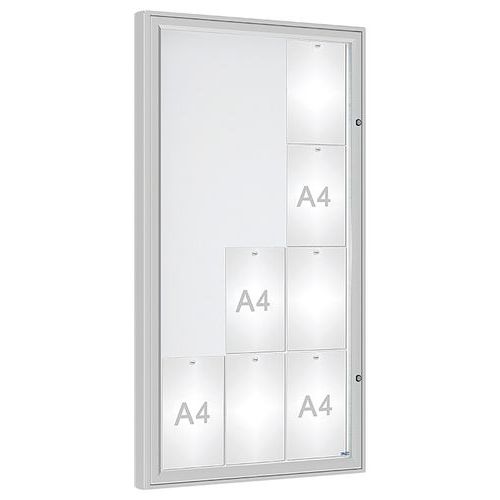 Procity - Vitrine Murale Extérieure 135x75cm - 12 Feuilles A4 - Argent - Magnétique - Plexiglas