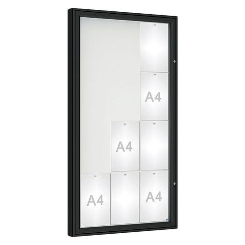 Procity - Vitrine Murale Extérieure 135x75 cm Noir - 12 Feuilles A4 Magnétique - Plexiglas