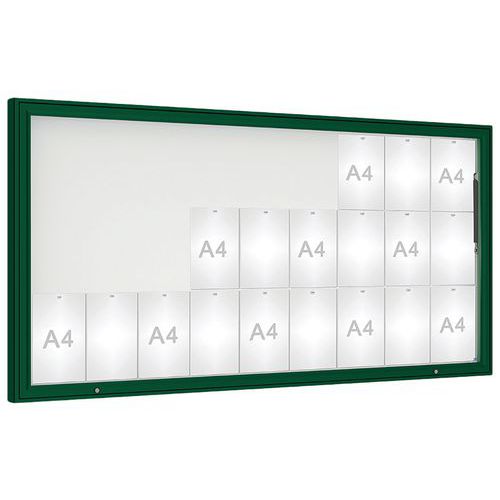 Procity - Vitrine Murale Extérieure 100x201 cm Vert - Magnétique Acier Blanc - 27 Feuilles A4 - 5 Ans Garantie