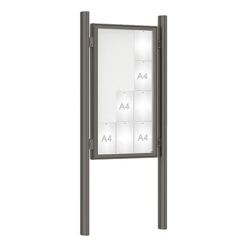 Procity - Vitrine d'affichage extérieure 135x75 cm - Gris - 12 feuilles A4 - Magnétique - Plexiglas