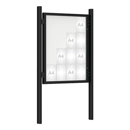 Procity - Vitrine d'affichage extérieure 1000 - 135x100 cm Noir - Magnétique 16 feuilles A4 - Aluminium et Plexiglas