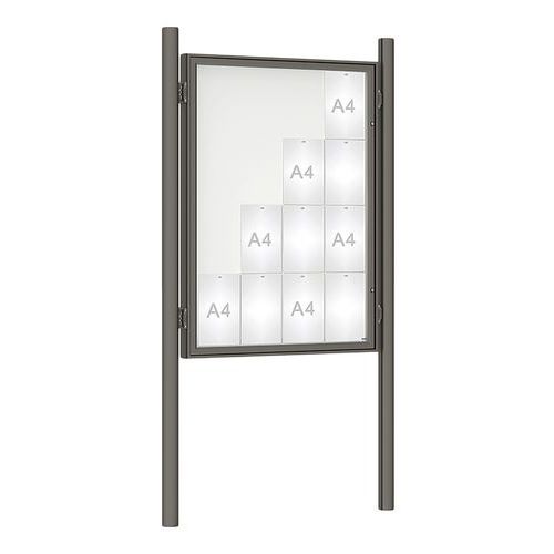 Procity - Vitrine d'affichage extérieure 135x100 cm Gris Magnétique - 16 feuilles A4 - Plexiglas