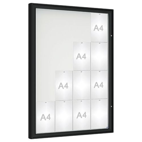 Procity - Vitrine Murale 1000 Verre 135x100cm Noir Magnétique Extérieur 16 Feuilles A4