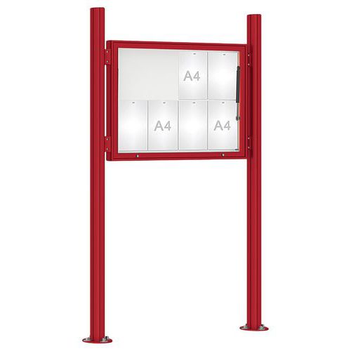 Procity - Vitrine d'affichage extérieure 1000 - 75x100 cm Rouge Foncé Magnétique - 8 Feuilles A4 - Plexiglas