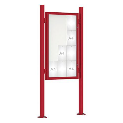 Procity - Vitrine d'affichage extérieur 135x75 cm Rouge Foncé Magnétique - 12 feuilles A4 - Aluminium et Plexiglas