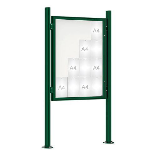 Procity - Vitrine d'affichage extérieur 135x100 cm Vert Magnétique - 16 Feuilles A4 - Aluminium & Plexiglas