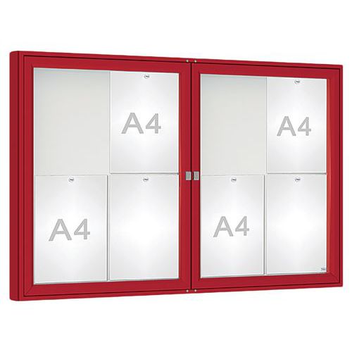 Vitrine D'affichage 1000 - 75 X 120 Cm Double Battant - Rouge Foncé 3004