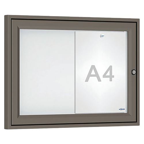 Procity - Vitrine Tradition Murale 40x55 cm Gris - 2 Feuilles A4 Magnétique Extérieur - Aluminium Plexiglas