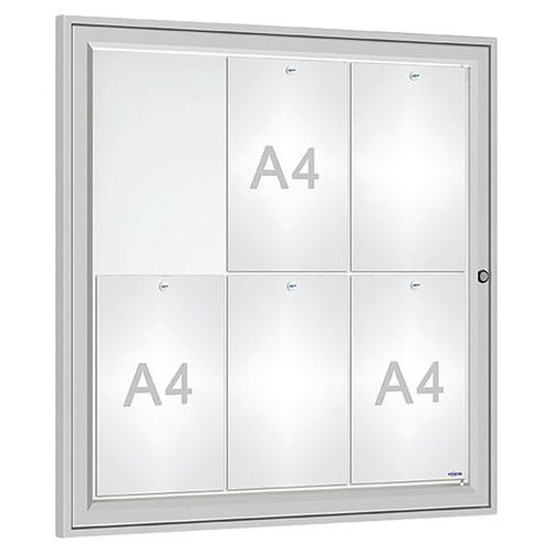 Procity - Vitrine Tradition Murale 75x75cm Argent - 6 Feuilles A4 Magnétique Extérieur - Aluminium Plexiglas