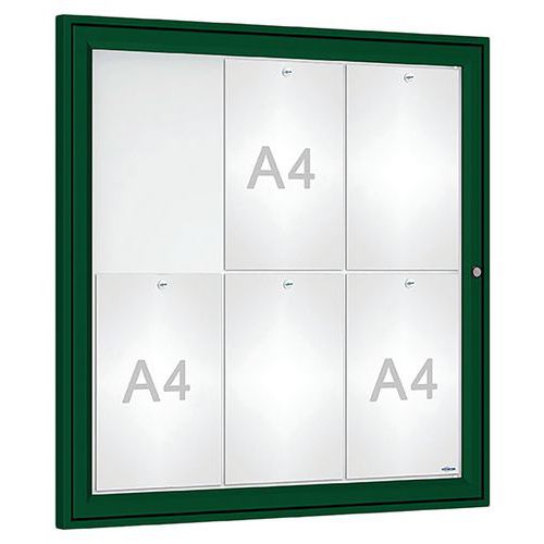 Procity - Vitrine Tradition Murale 75x75cm Vert - Extérieur Magnétique Plexiglas Aluminium - 6 Feuilles A4