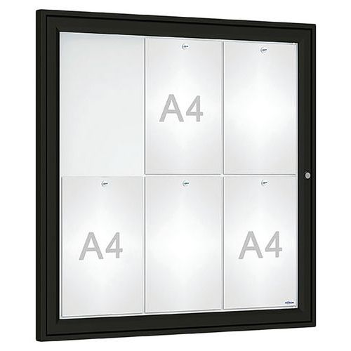 Procity - Vitrine Tradition Murale Extérieure 75x75 cm Noir - 6 Feuilles A4 Magnétique - Cadre Aluminium