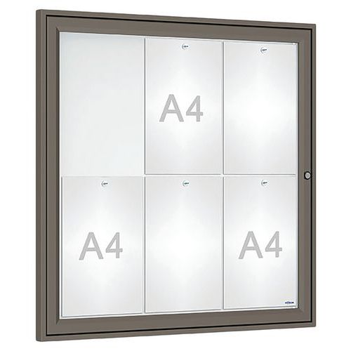 Procity - Vitrine Tradition Murale 75x75cm Gris - Extérieur Magnétique 6 Feuilles A4 - Aluminium Plexiglas