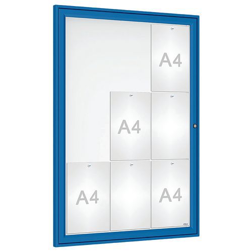 Procity - Vitrine Tradition Murale 105x75 cm Bleu - 9 Feuilles A4 Magnétique Extérieur - Aluminium Plexiglas
